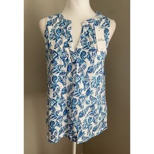 NWT Lilly Pulitzer Tank Top‎ M Resort White Shell Collector Cotton Loose Comfort